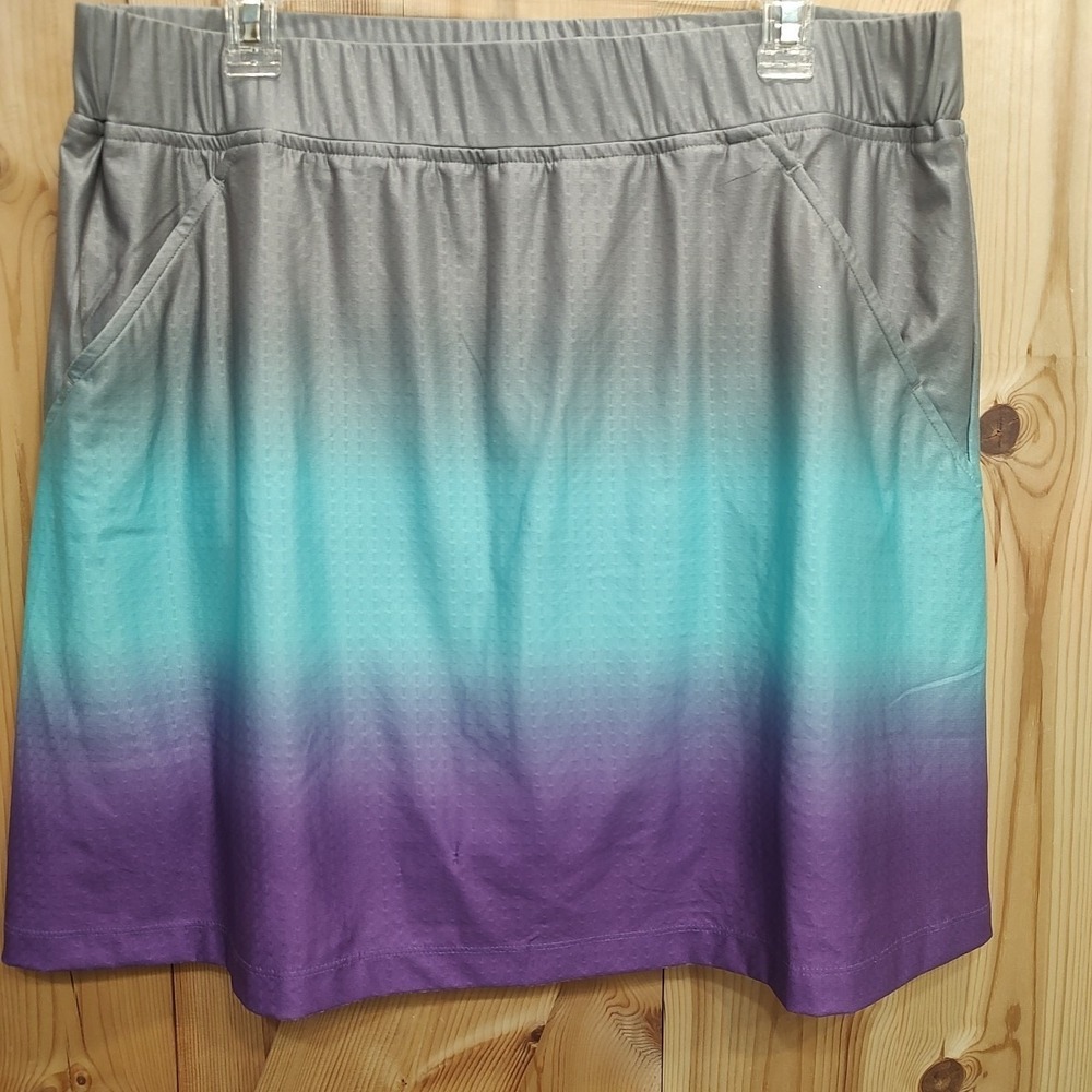 Bette & Court Womens Skort Sz XL Ombre Purple Teal Golf Tennis UPF 30